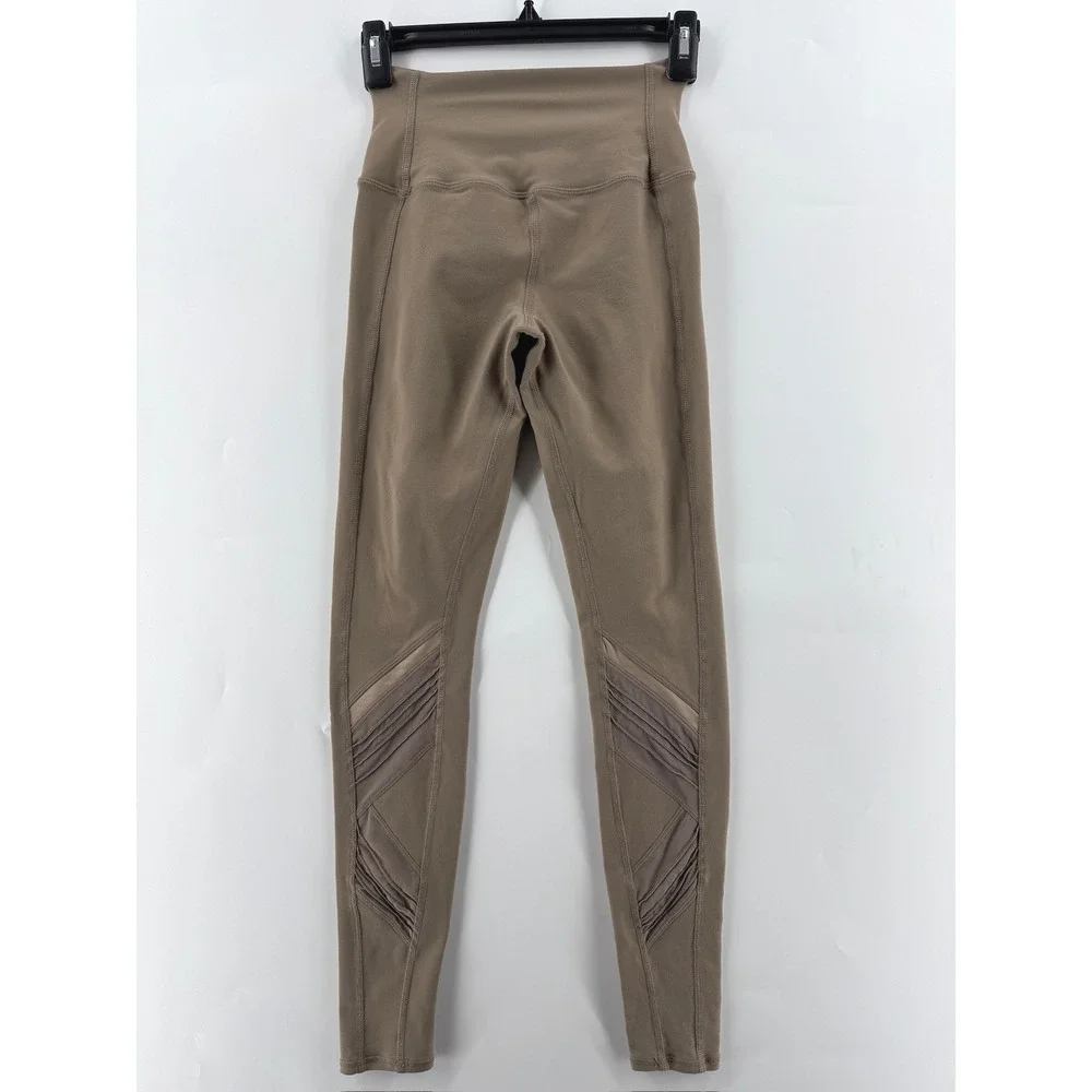 ALO Yoga High Waist Ultimate‎ Legging Gravel Sheer Mesh Inset Ruched Detail XXS